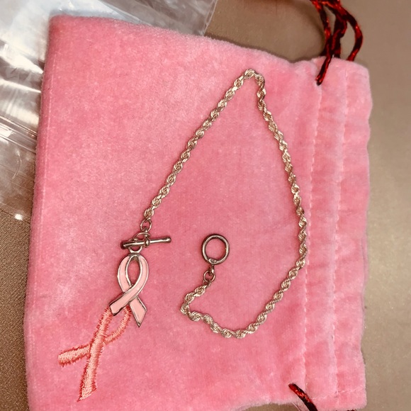 925 Silver Breast Cancer CZ Earings & Bracelet - Picture 5 of 12